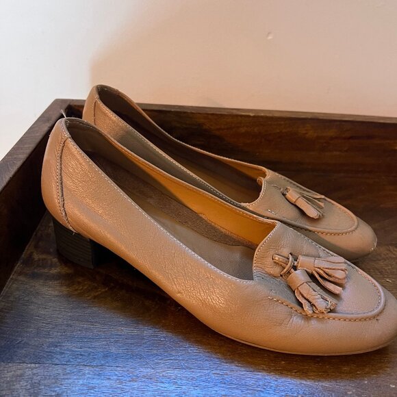 Bravo Java Tan Leather Heeled Loafers - Picture 1 of 6